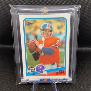 John Elway 1988 Denver Broncos Hall of Fame NFL Football Card in Case Perfect